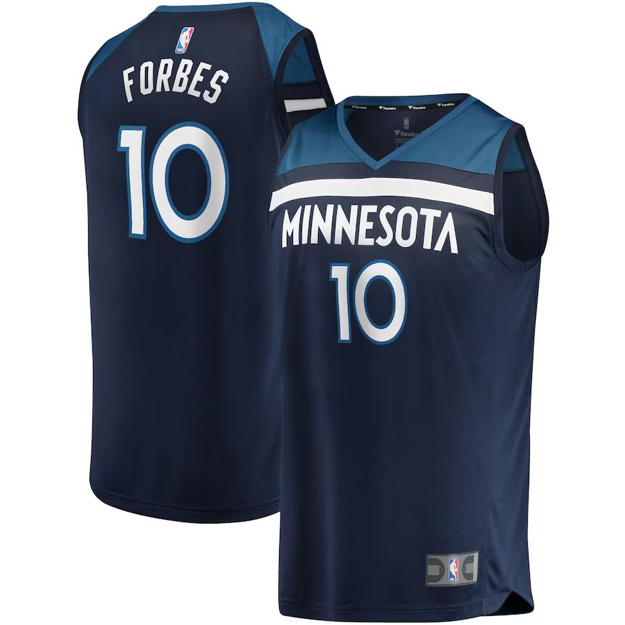 Men Minnesota Timberwolves #10 Bryn Forbes Fanatics Branded Navy Fast Break Replica NBA Jersey